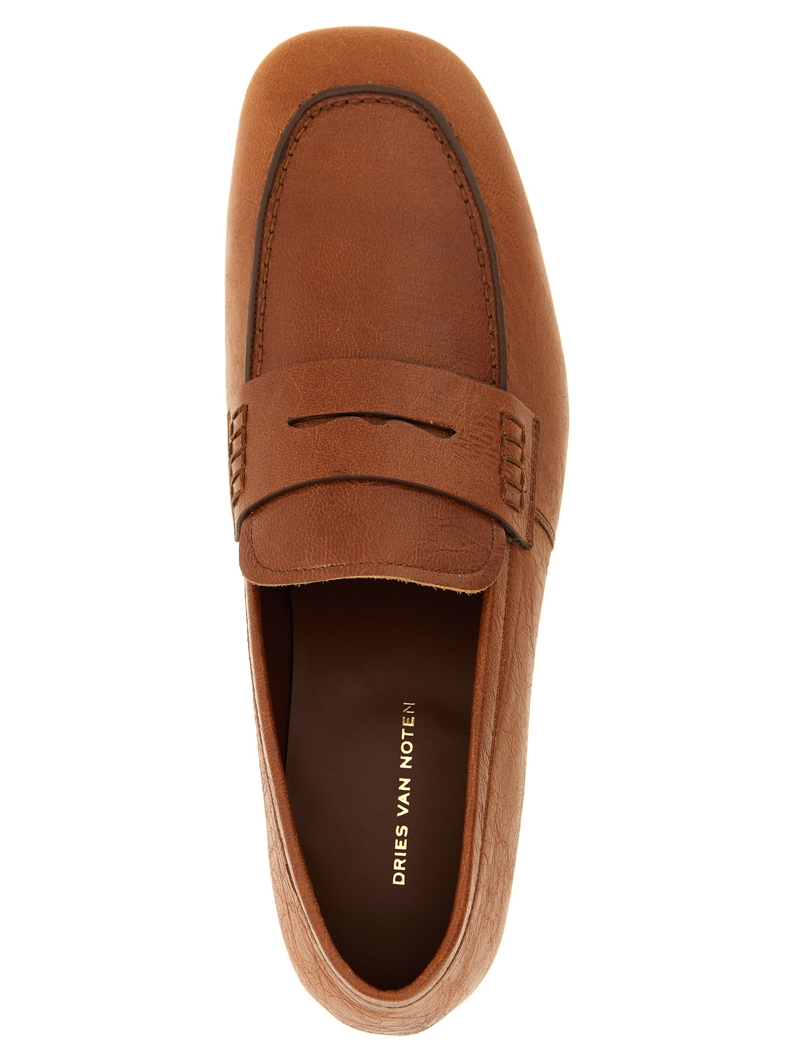 Dries Van Noten Cognac Lamb Leather Slip-On Loafers