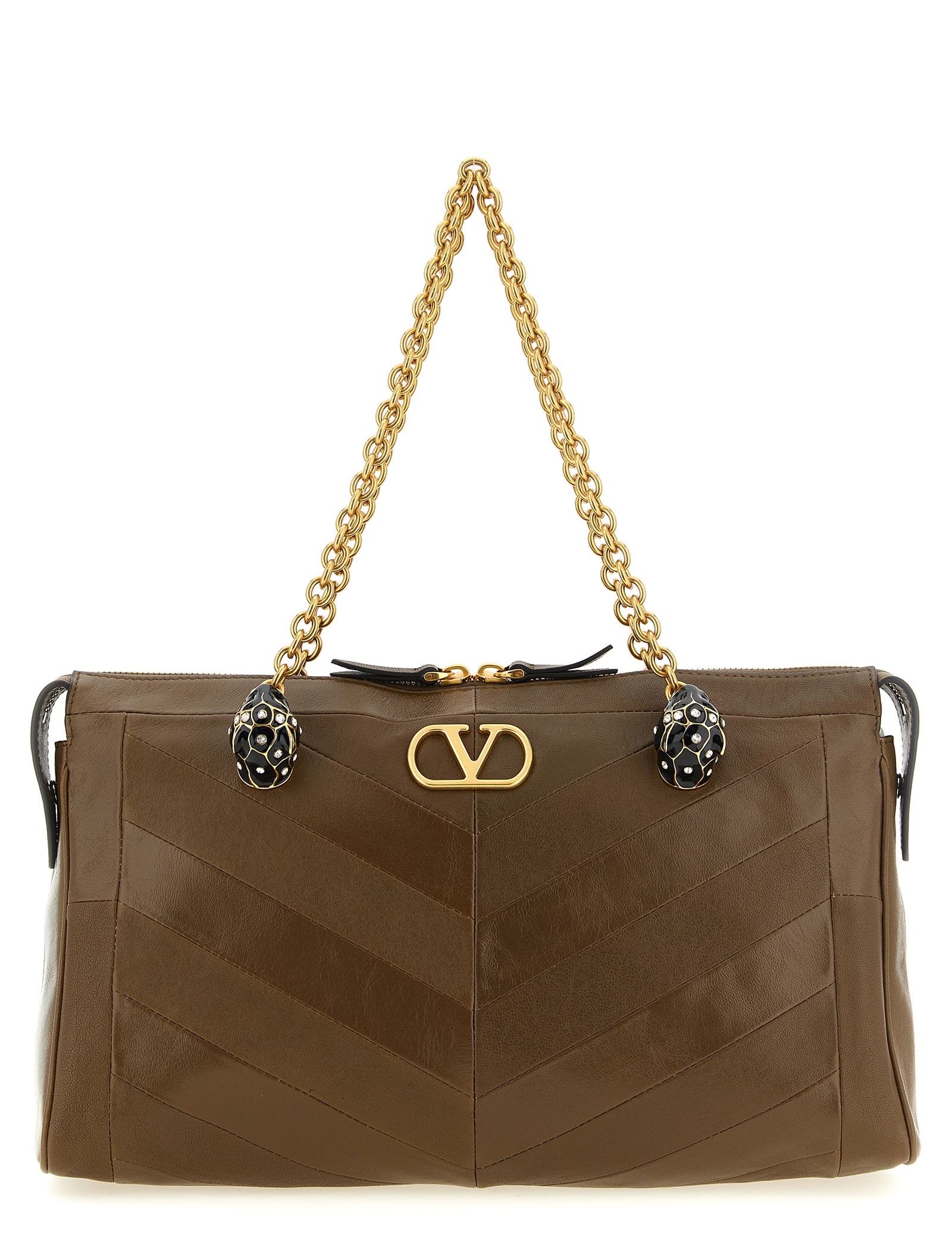 Valentino Garavani Brown Lamb Leather Shoulder Bag