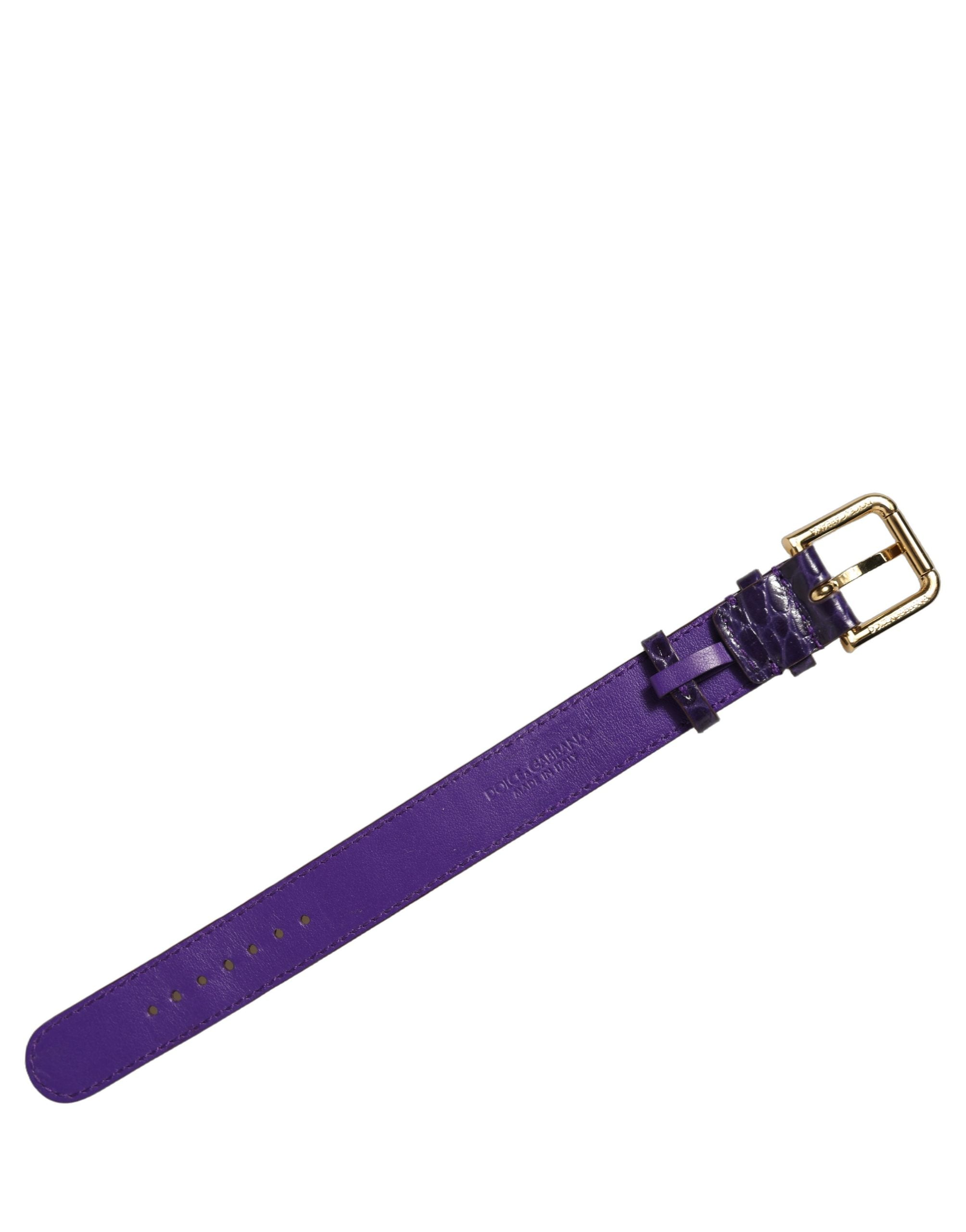 Violet Calf Leather Gold-Tone Buckle Bracelet - Dolce & Gabbana