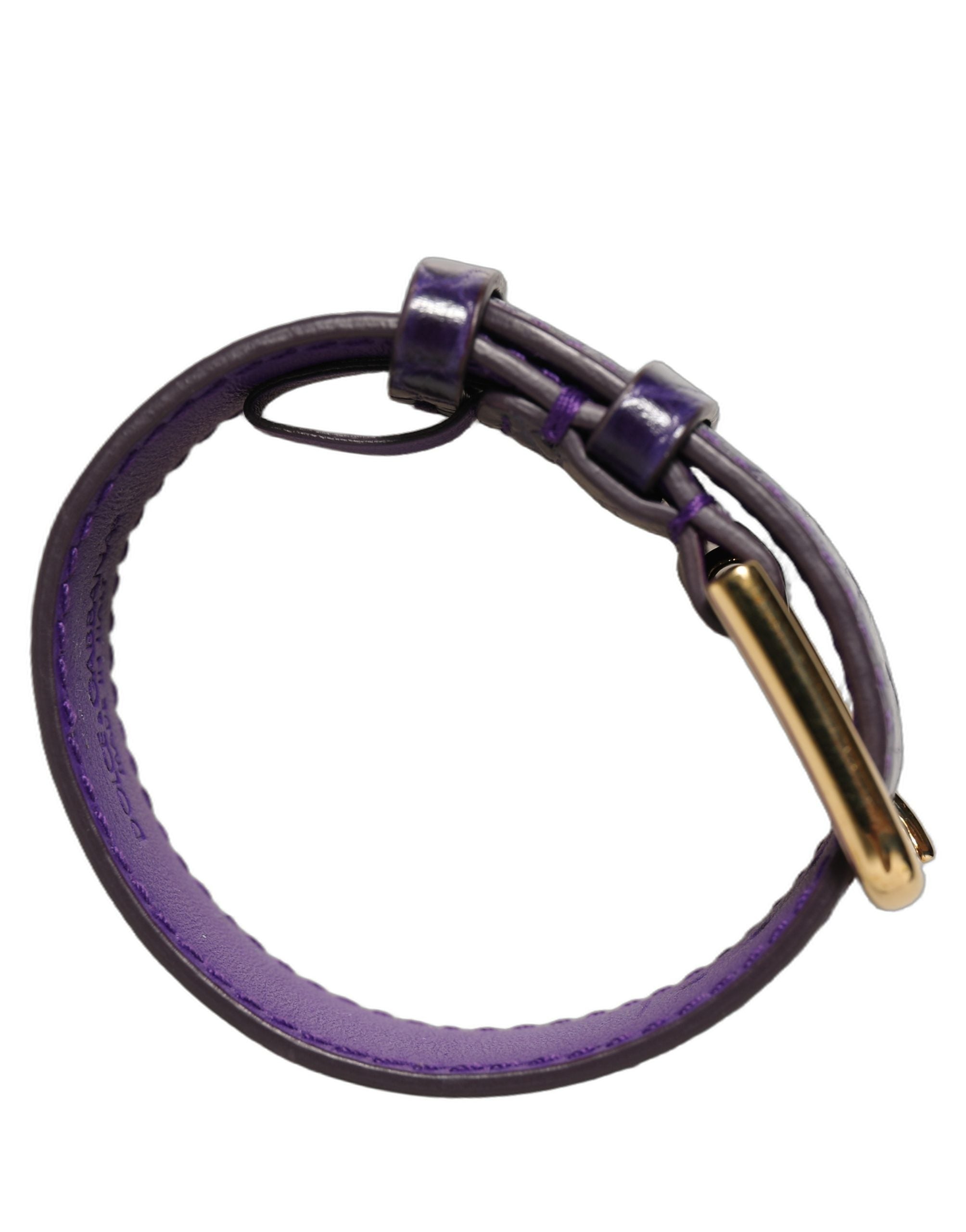 Violet Calf Leather Gold-Tone Buckle Bracelet - Dolce & Gabbana
