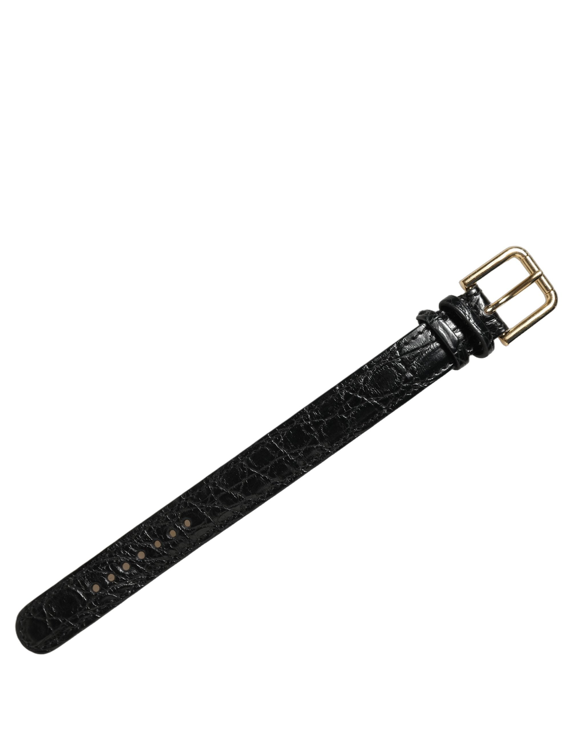 Dolce & Gabbana Black Caiman Leather Bracelets