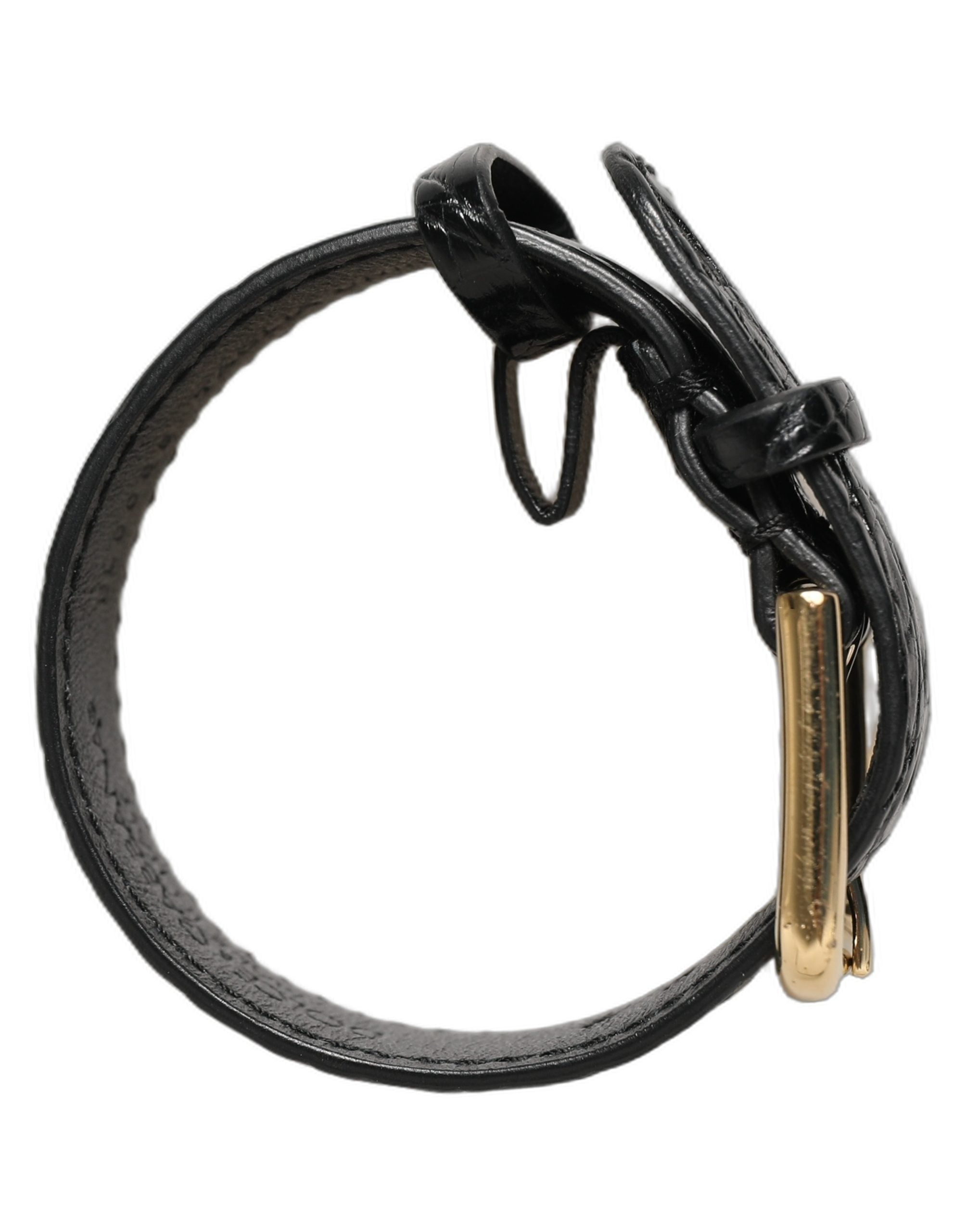 Dolce & Gabbana Black Caiman Leather Bracelets