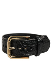Dolce & Gabbana Black Caiman Leather Bracelets