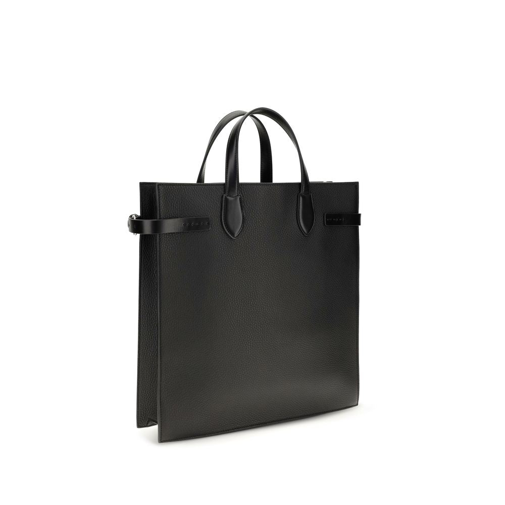 Valentino Garavani Black Grained Leather Shoulder Bag