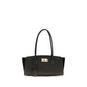 Ferragamo Black Calf Leather Shoulder Bag