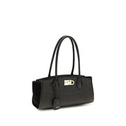 Ferragamo Black Calf Leather Shoulder Bag