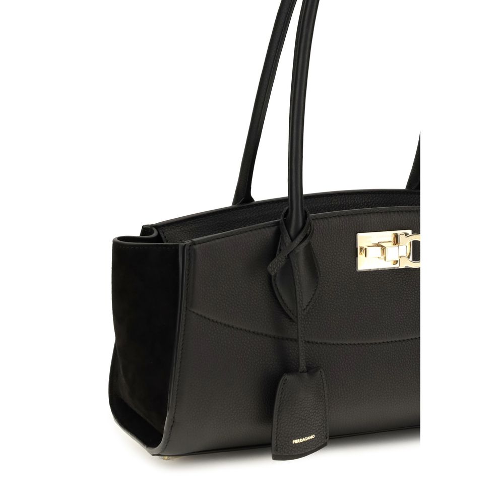 Ferragamo Black Calf Leather Shoulder Bag