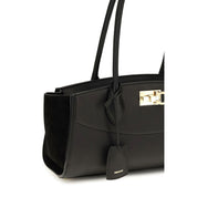 Ferragamo Black Calf Leather Shoulder Bag
