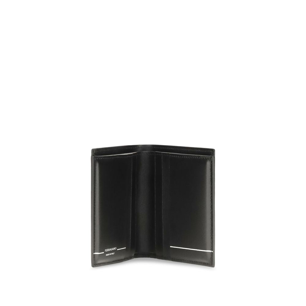 Ferragamo Black Calf Leather Gancini Wallet