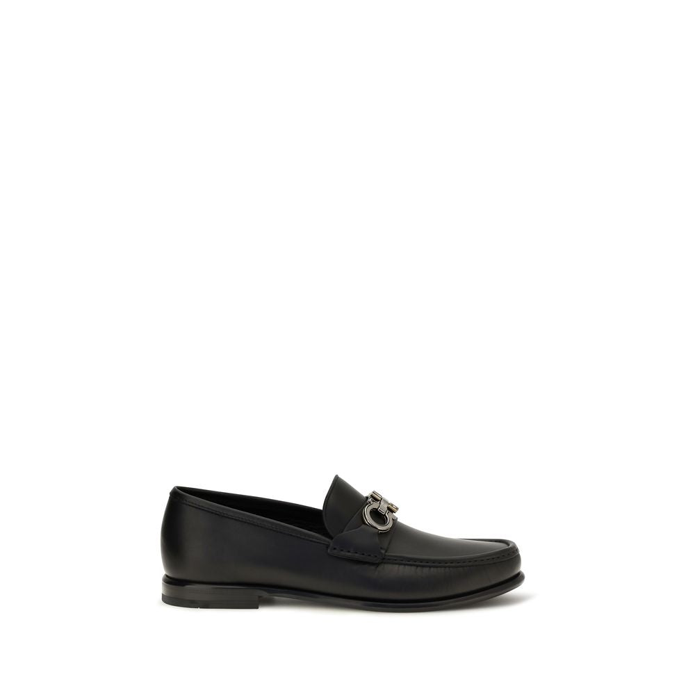 Ferragamo Black Calf Leather Loafers