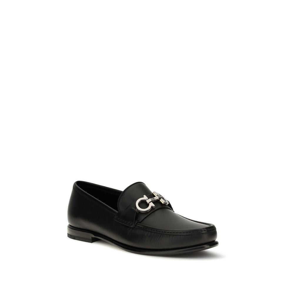 Ferragamo Black Calf Leather Loafers