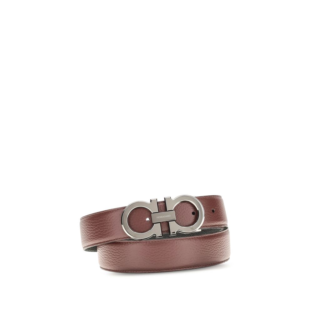 Ferragamo Brown Calf Leather Gancini Belt