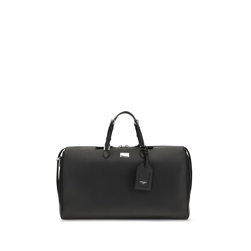 Dolce & Gabbana Black Calf Leather Travel Bag