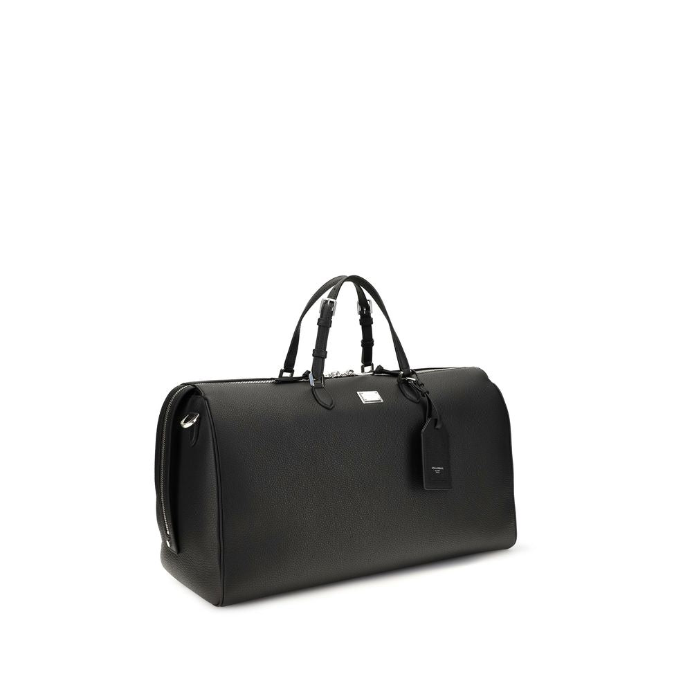Dolce & Gabbana Black Calf Leather Travel Bag