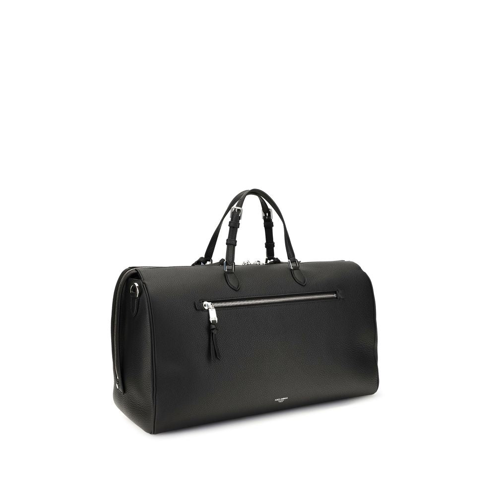 Dolce & Gabbana Black Calf Leather Travel Bag