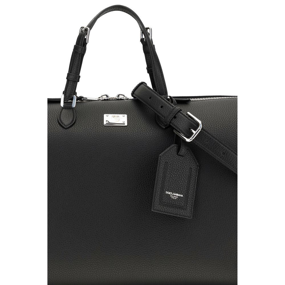 Dolce & Gabbana Black Calf Leather Travel Bag