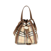 Burberry Beige Check Calf Leather Bucket Bag