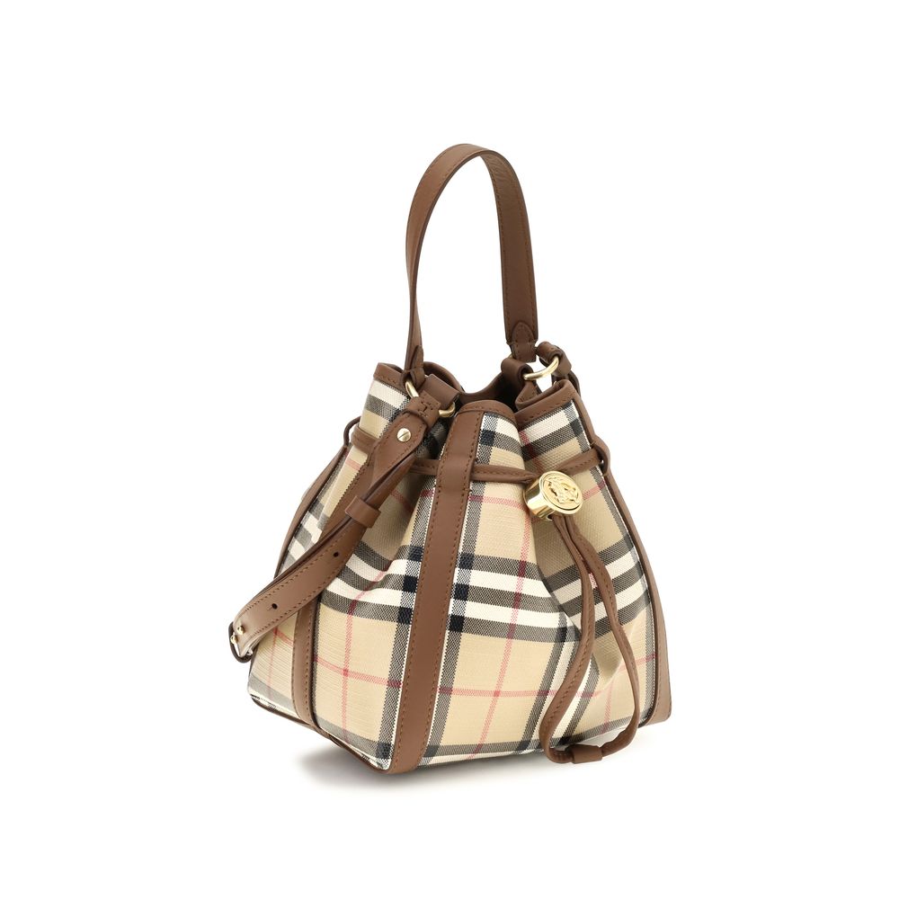 Burberry Beige Check Calf Leather Bucket Bag