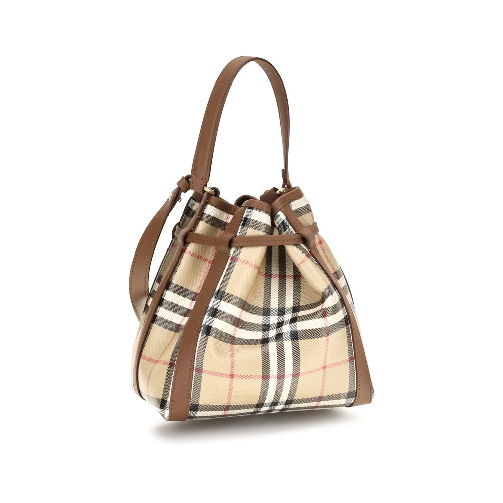 Burberry Beige Check Calf Leather Bucket Bag