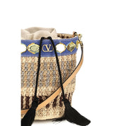 Valentino Garavani Beige Raffia Bucket Bag