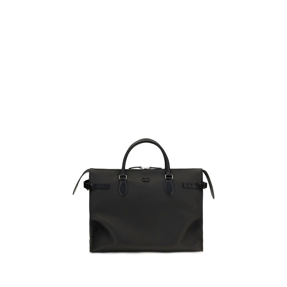 Valentino Garavani Black Calf Leather Shoulder Bag