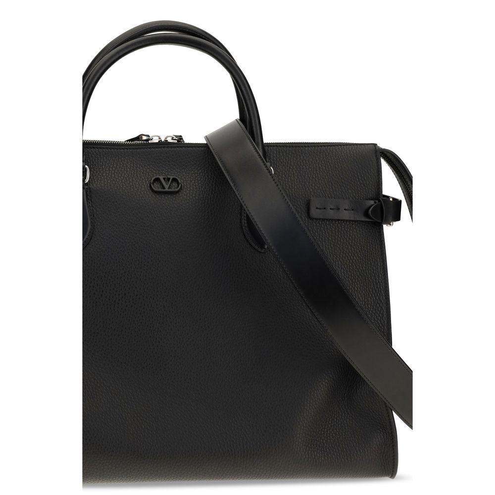 Valentino Garavani Black Calf Leather Shoulder Bag