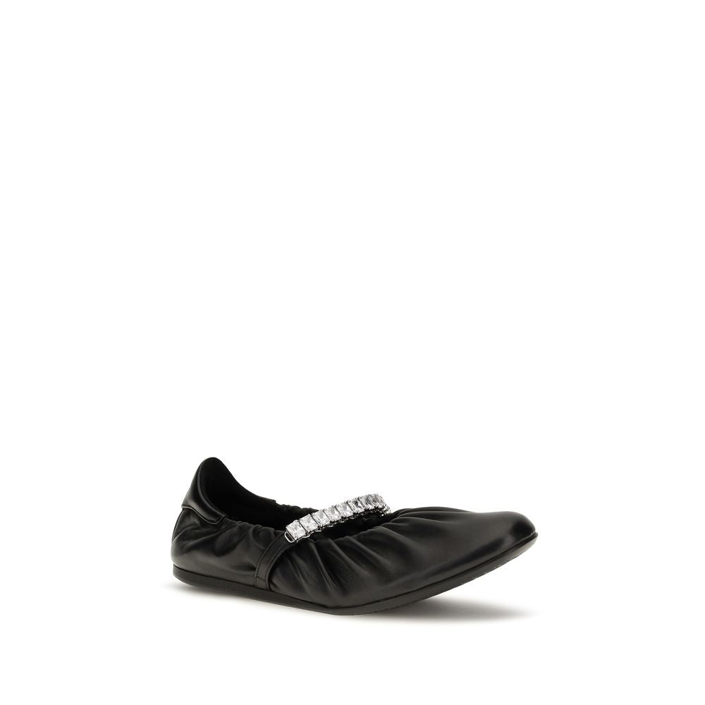 Jimmy Choo Black Calf Leather Ballet Flats