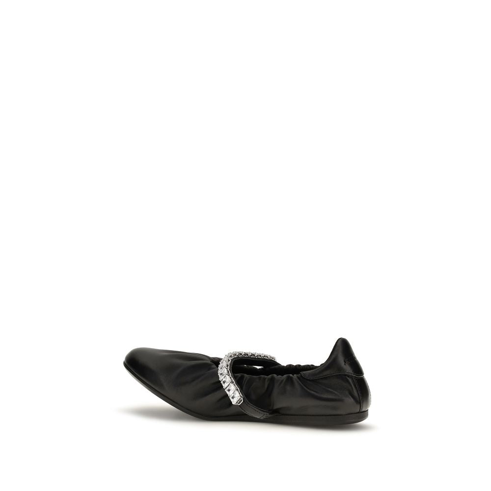 Jimmy Choo Black Calf Leather Ballet Flats