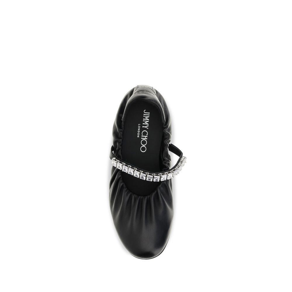 Jimmy Choo Black Calf Leather Ballet Flats