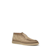 Santoni Beige Suede Slip-On Loafers