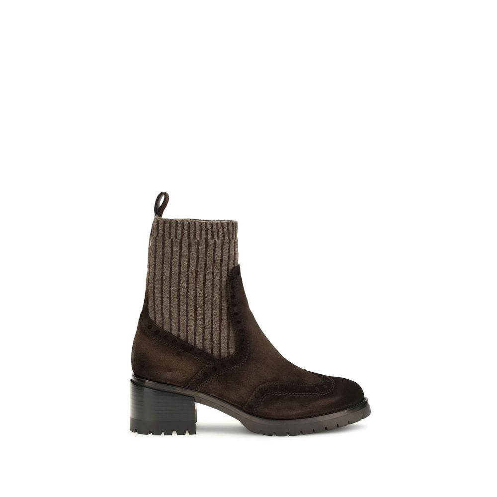 Santoni Brown Suede Ankle Boots
