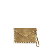 Valentino Garavani Beige Suede Clutch