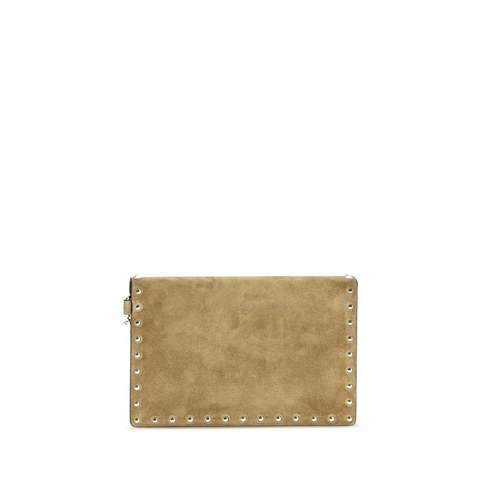 Valentino Garavani Beige Suede Clutch
