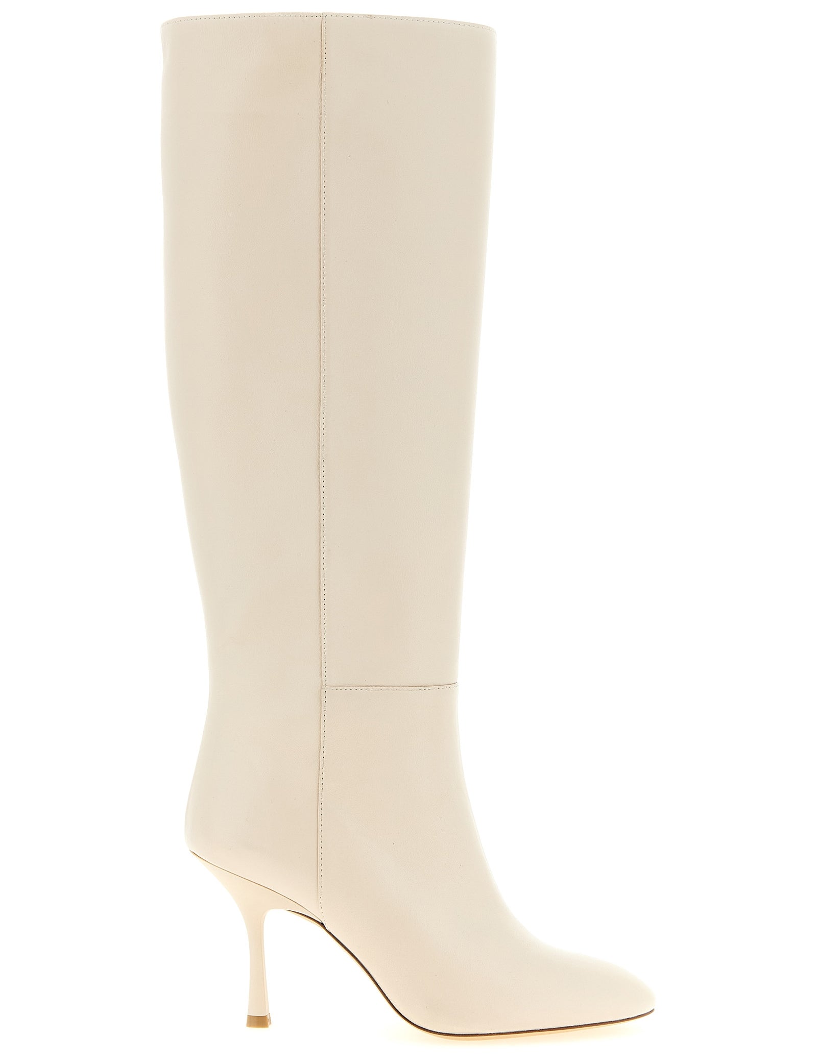 Stuart Weitzman White Lamb Leather Over The Knee Boots