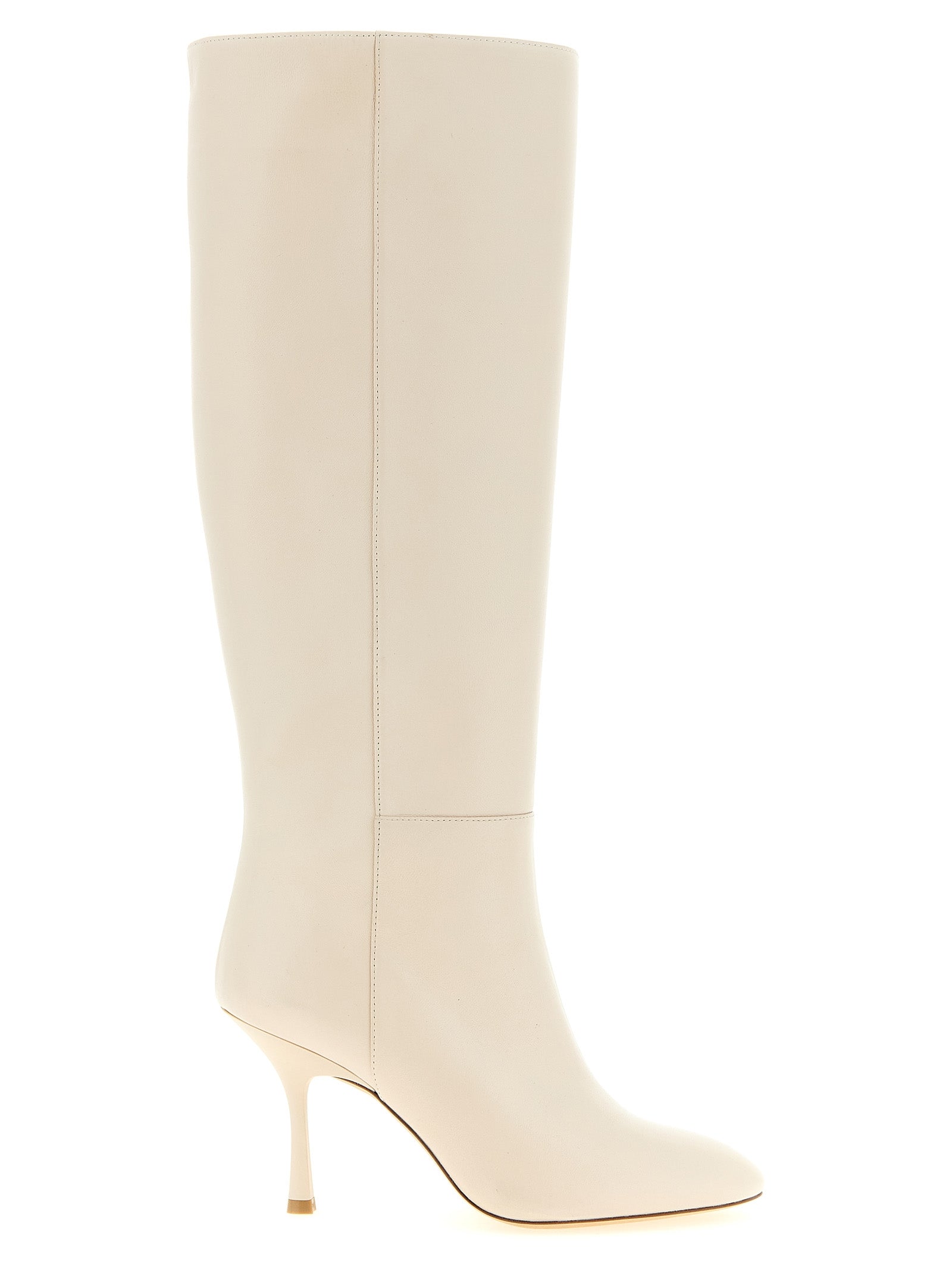 Stuart Weitzman White Lamb Leather Over The Knee Boots