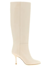 Stuart Weitzman White Lamb Leather Over The Knee Boots
