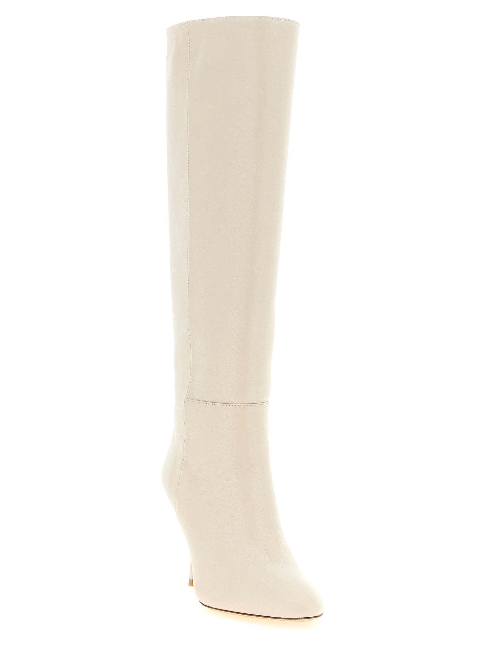 Stuart Weitzman White Lamb Leather Over The Knee Boots