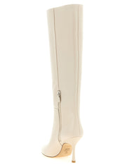 Stuart Weitzman White Lamb Leather Over The Knee Boots
