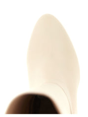 Stuart Weitzman White Lamb Leather Over The Knee Boots