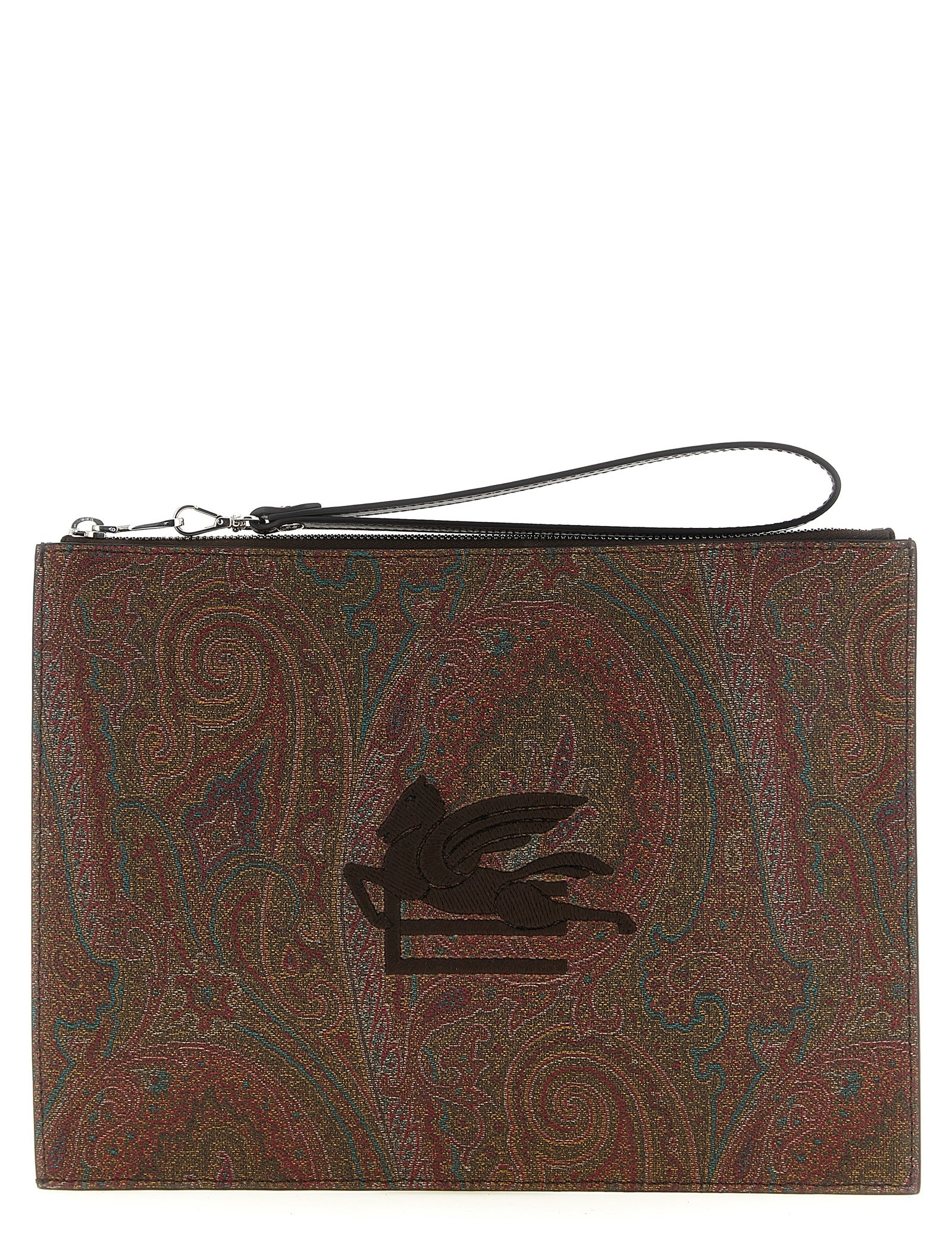 Etro Brown Cotton Clutch Bag