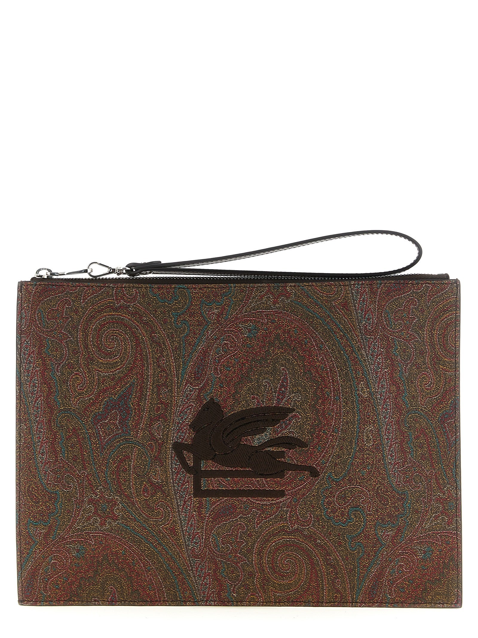 Etro Brown Cotton Clutch Bag