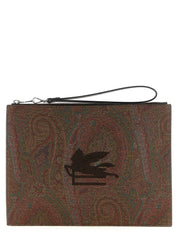 Etro Brown Cotton Clutch Bag