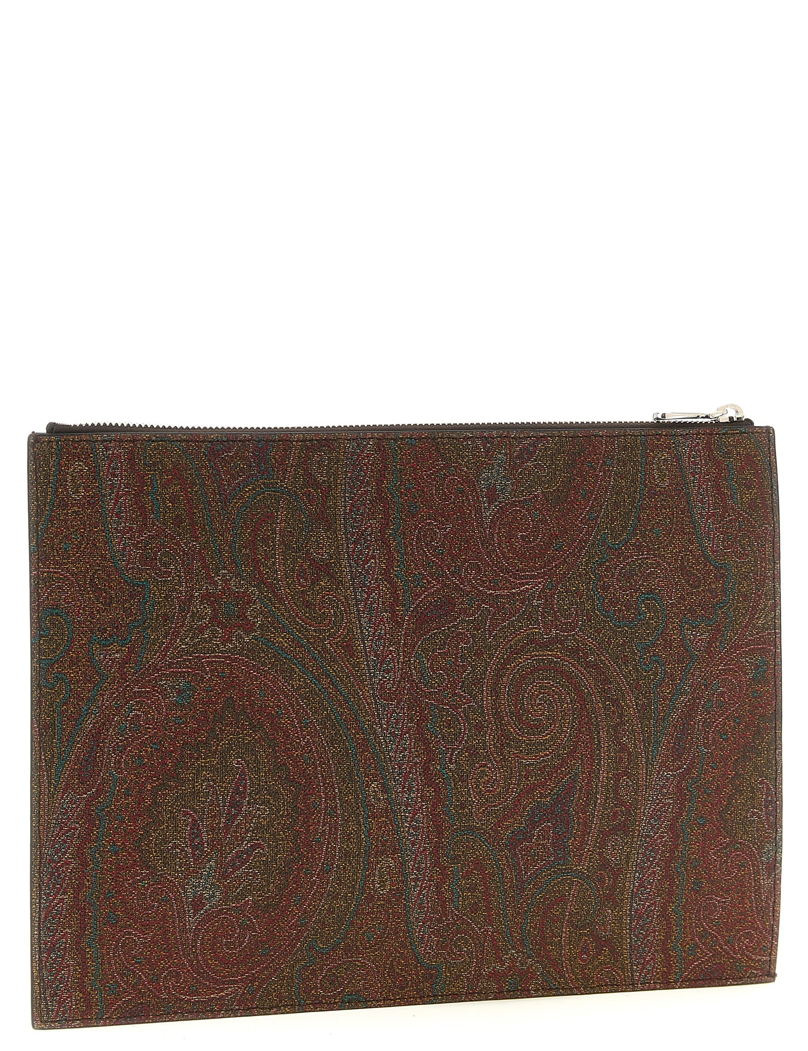 Etro Brown Cotton Clutch Bag