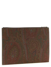 Etro Brown Cotton Clutch Bag