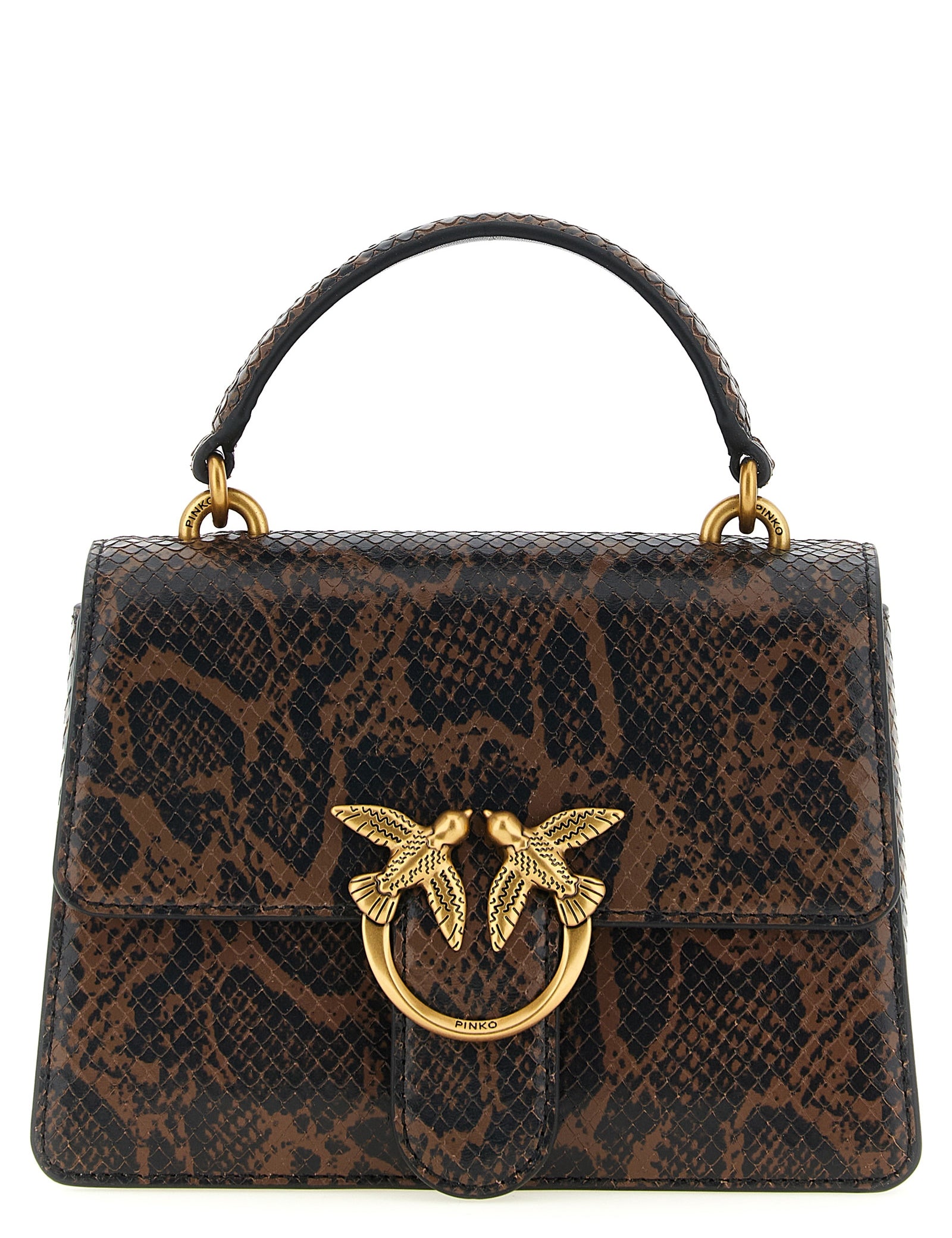 PINKO Brown Calfskin Leather Handbag