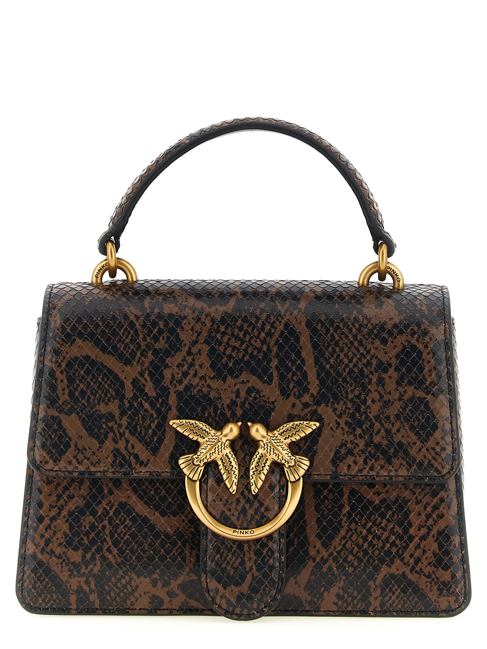 PINKO Brown Calfskin Leather Handbag