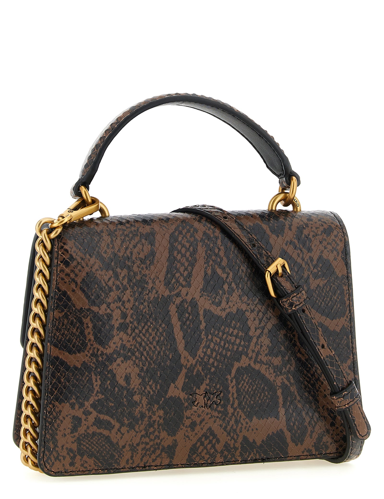PINKO Brown Calfskin Leather Handbag