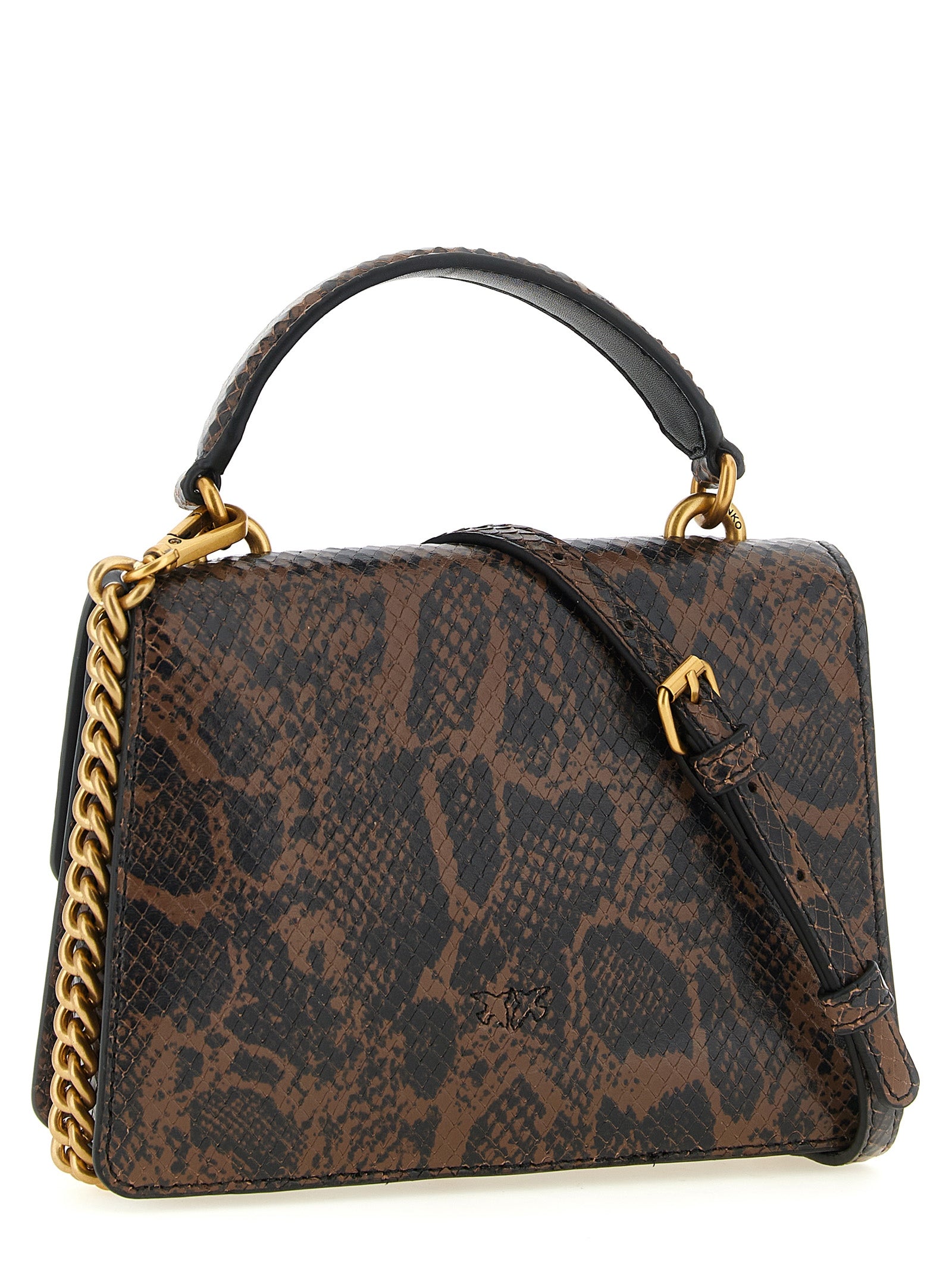 PINKO Brown Calfskin Leather Handbag