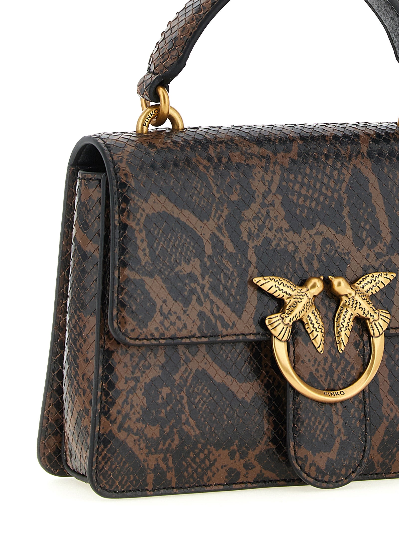 PINKO Brown Calfskin Leather Handbag