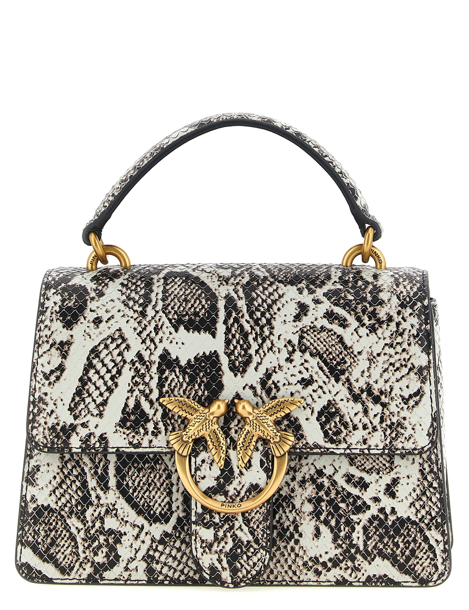 PINKO Gray Calfskin Handbag